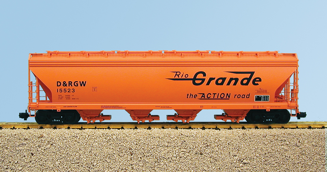 D&RGW 4-BAY CENTER FLOW COVERED HOPPER ORANGE
