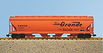 D&RGW 4-BAY CENTER FLOW COVERED HOPPER ORANGE