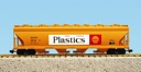 SHELL 4-BAY CNETER FLOW COVERED HOPPER YELLOW