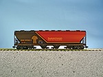 SASKATCHEWAN 4-BAY CENTER FLOW COVERED HOPPER BROWN/RED