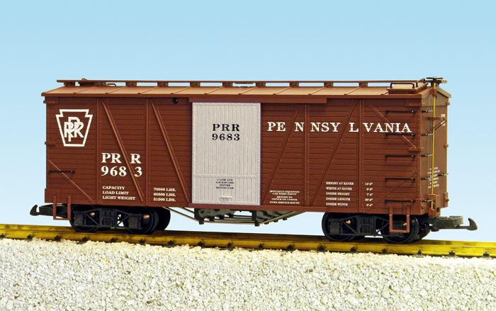 PENNSY OUTSIDE BRACED BOXCAR BC RED/SILVER