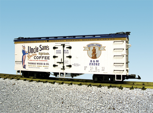 B&M/UNCLE SAM COFFEE REEFER CAR WHITE/BLUE