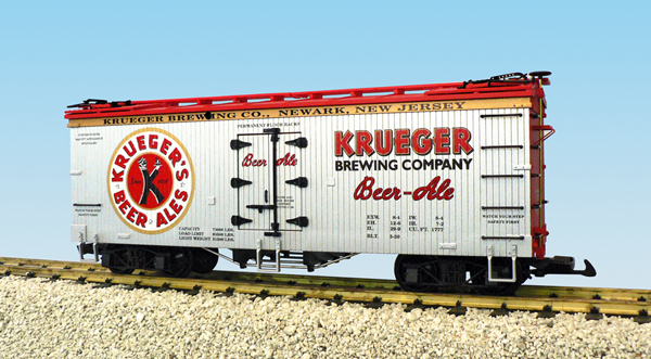 KRUEGER BEER/ALE REEFER CAR SILVER/RED