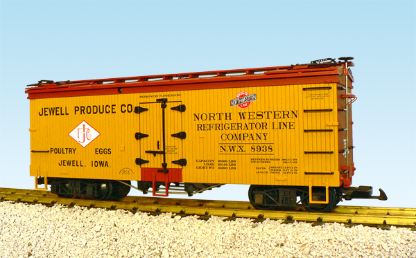 JEWELL PRODUCE REEFER CAR YELLOW/RED OXIDE