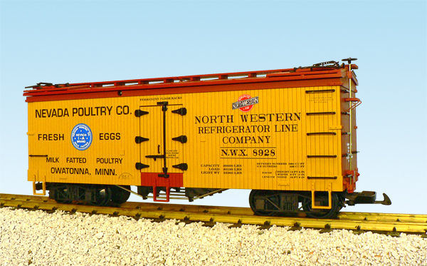 NEVADA POULTRY REEFER CAR YELLOW/RED OXIDE
