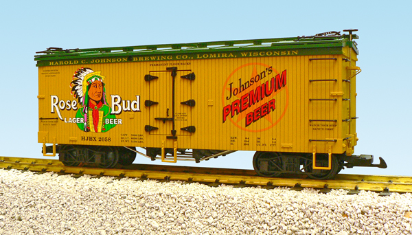 ROSE BUD LAGER BEER REEFER CAR YELLOW/GREEN