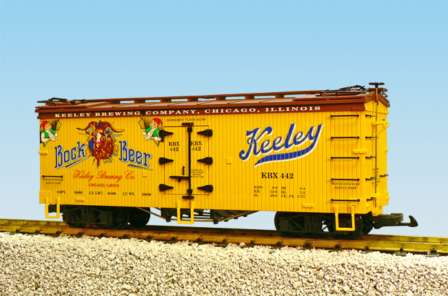 BOCK BEER REEFER CAR YELLOW/BROWN