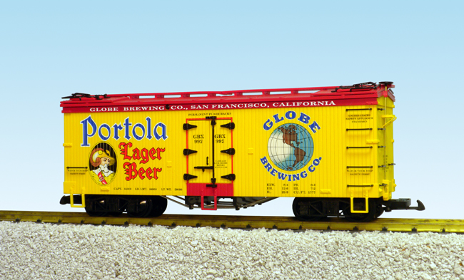PORTOLA LAGER BEER REEFER CAR YELLOW/RED