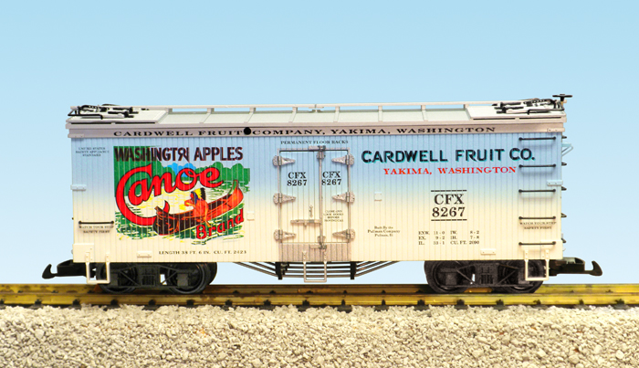 CANOE BRAND APPLES REEFER CAR BLUE/WHITE/SILVER