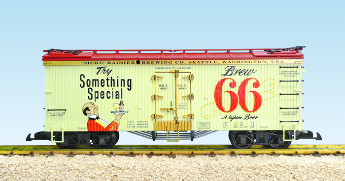 BREW 66 BEER REEFER CAR CREAM/RED