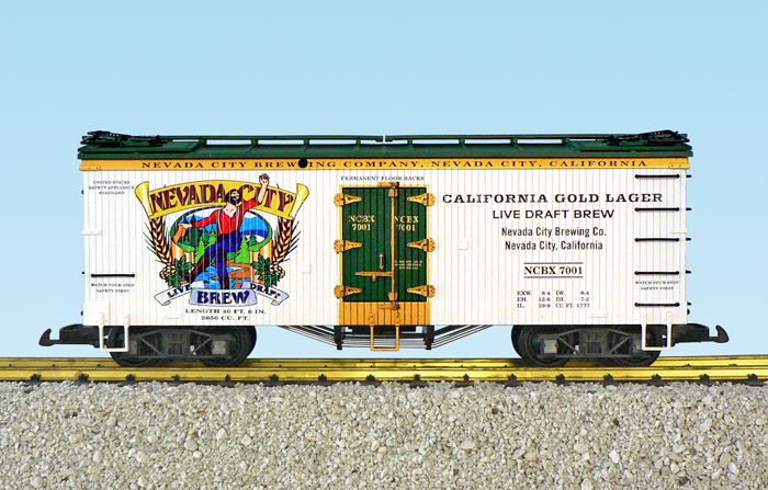 NEVADA CITY BREW REEFER CAR WHITE/GREEN