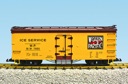 WP ICE SERVICE REEFER CAR #7057 YELLOW/BC RED