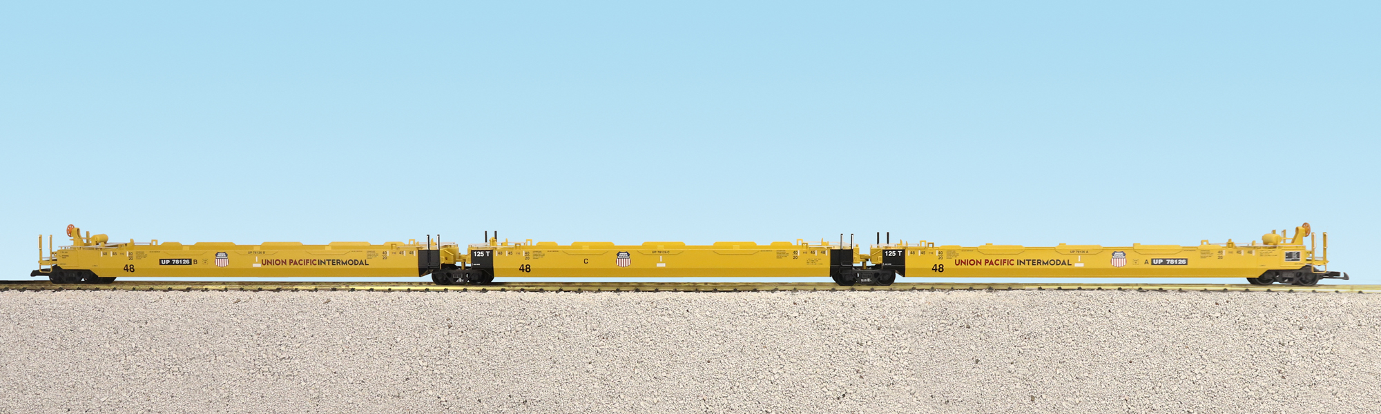UNION PACIFIC INTERMODAL 3 UNIT SET NO CONTAINERS
