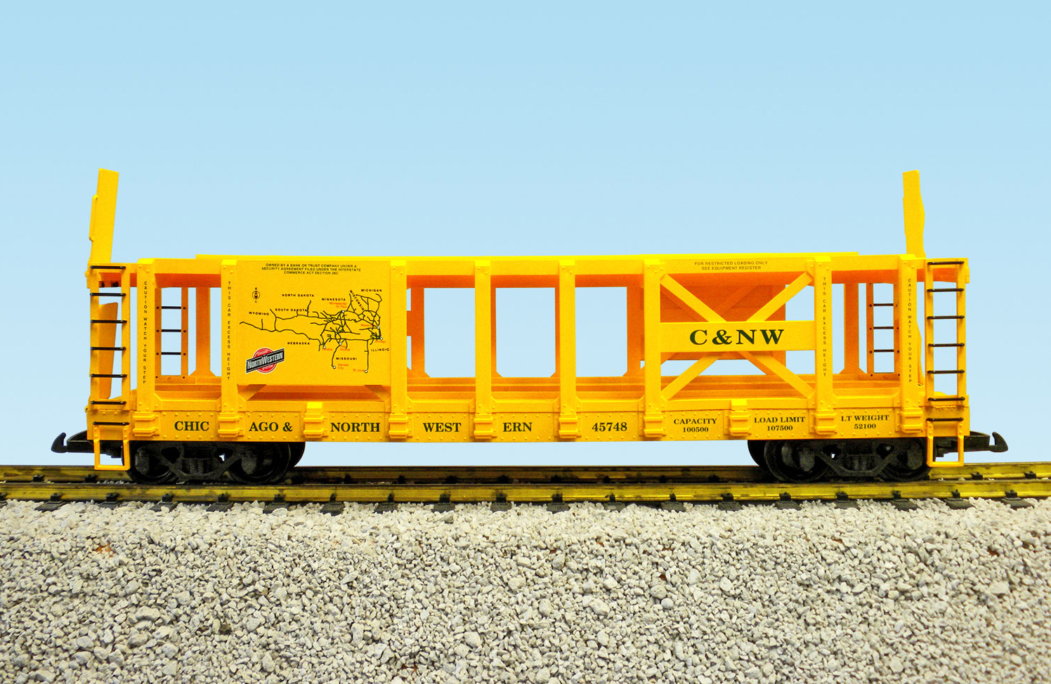 CN&W TWO-TIER AUTO CARRIER FLATCAR W/MAP GRAPHIC