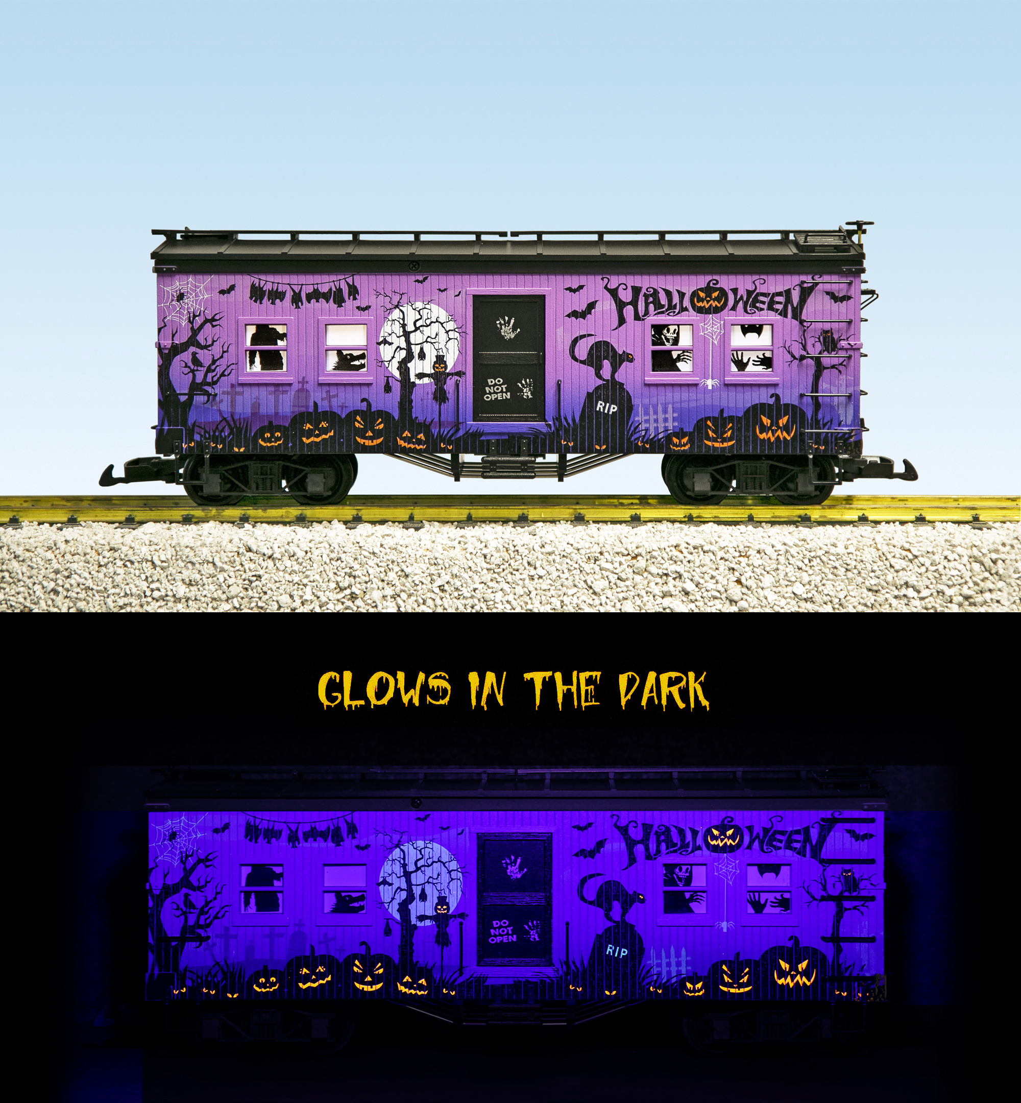 HALLOWEEN BUNK CAR GLOW-IN-DARK PURPLE/BLACK