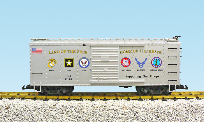 MILITARY SERIES SUPPORT OUR TROOPS STEEL BOXCAR SILVER