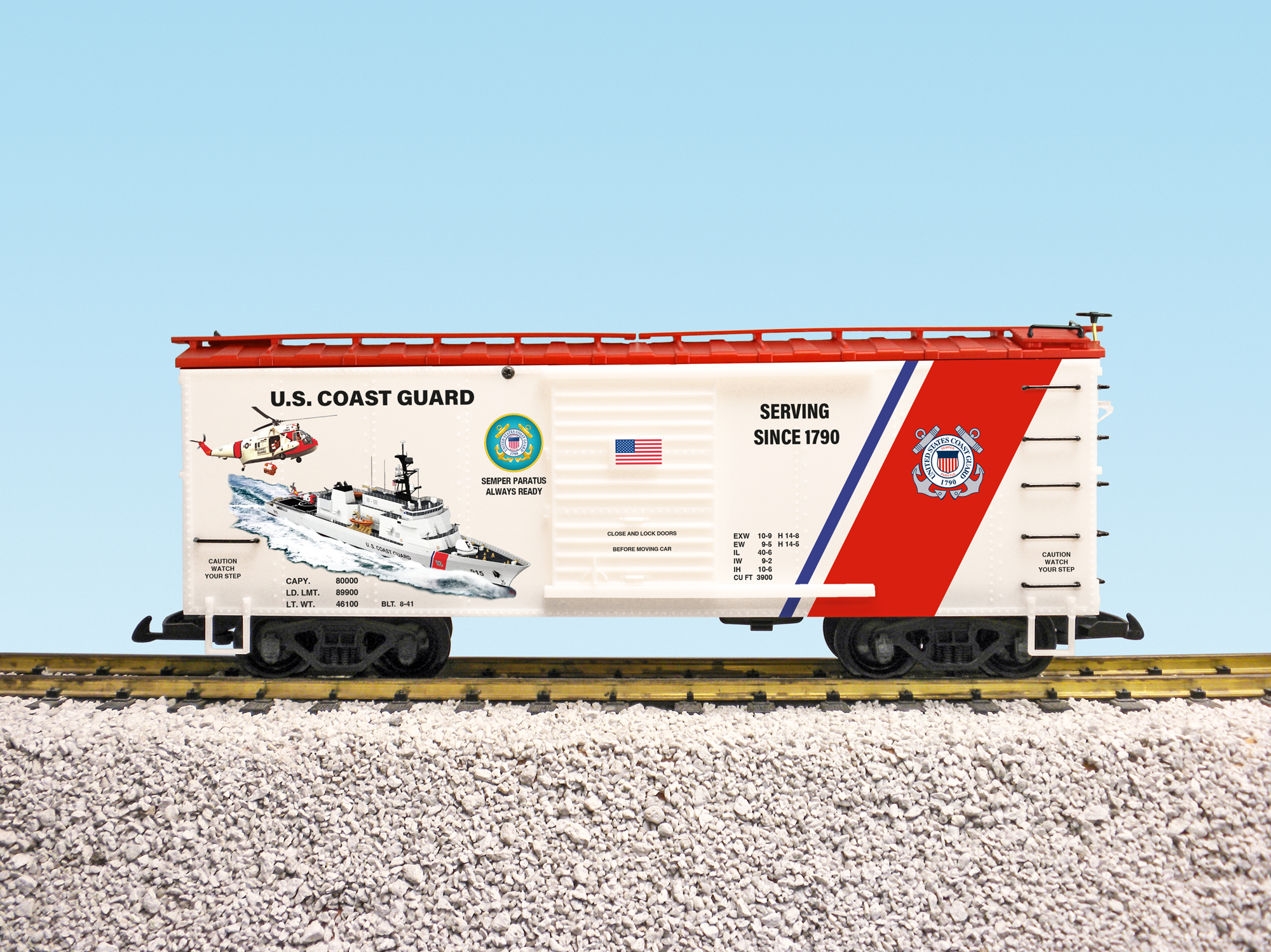 US COAST GUARD STEEL BOXCAR WHITE/RED
