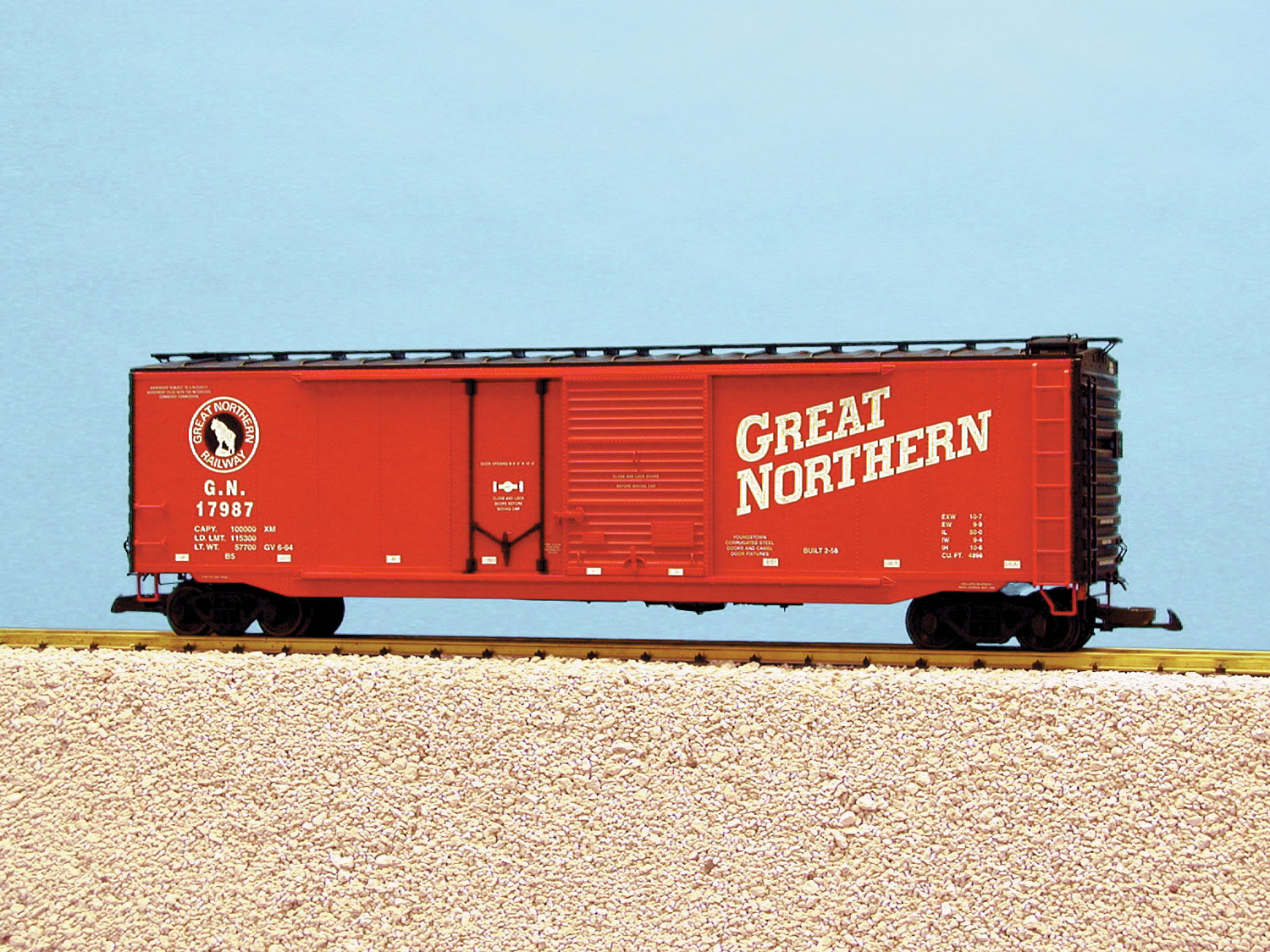 GREAT NORTHERN 50 BOXCAR #2 W/PLUG/STEEL COMBO D/DOOR RED