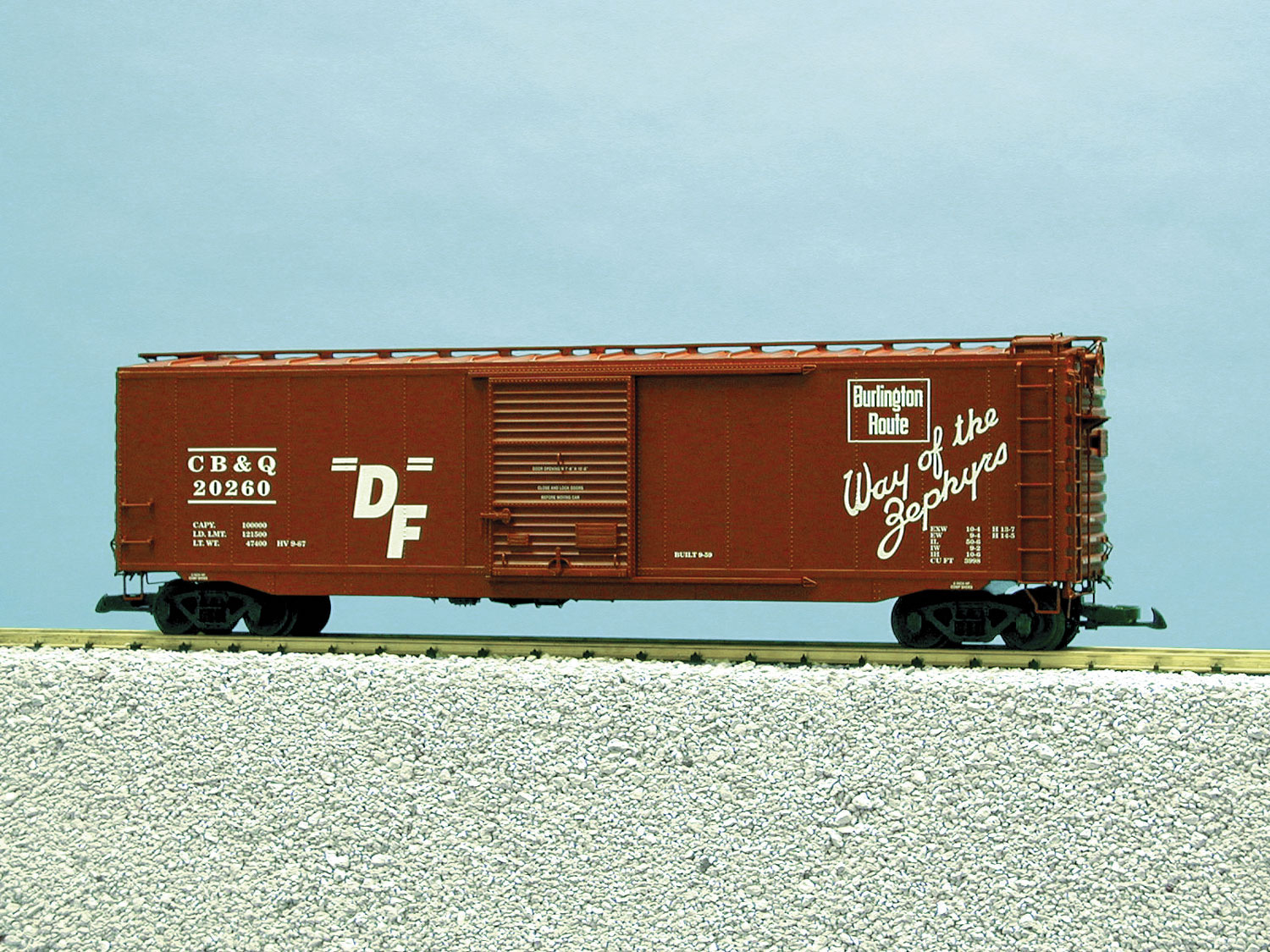 BURLINGTON ROUTE 50 BOXCAR #1 W/STEEL DOOR RED