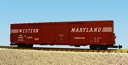 WESTERN MARYLAND 60' DOUBLE DOOR BOXCAR OXIDE RED
