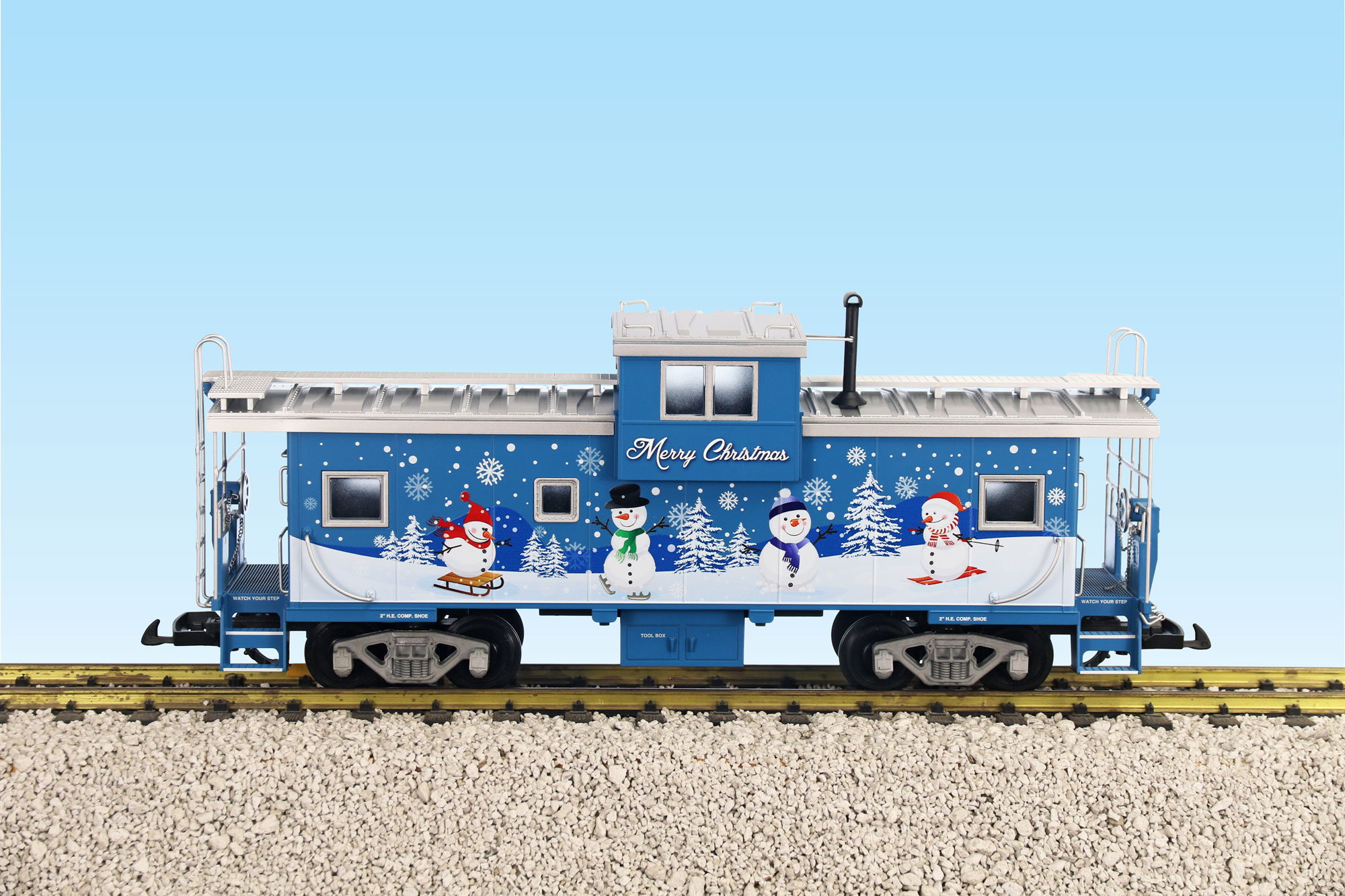 CHRISTMAS EXTENDED VISION CABOOSE SNOWMAN BLUE
