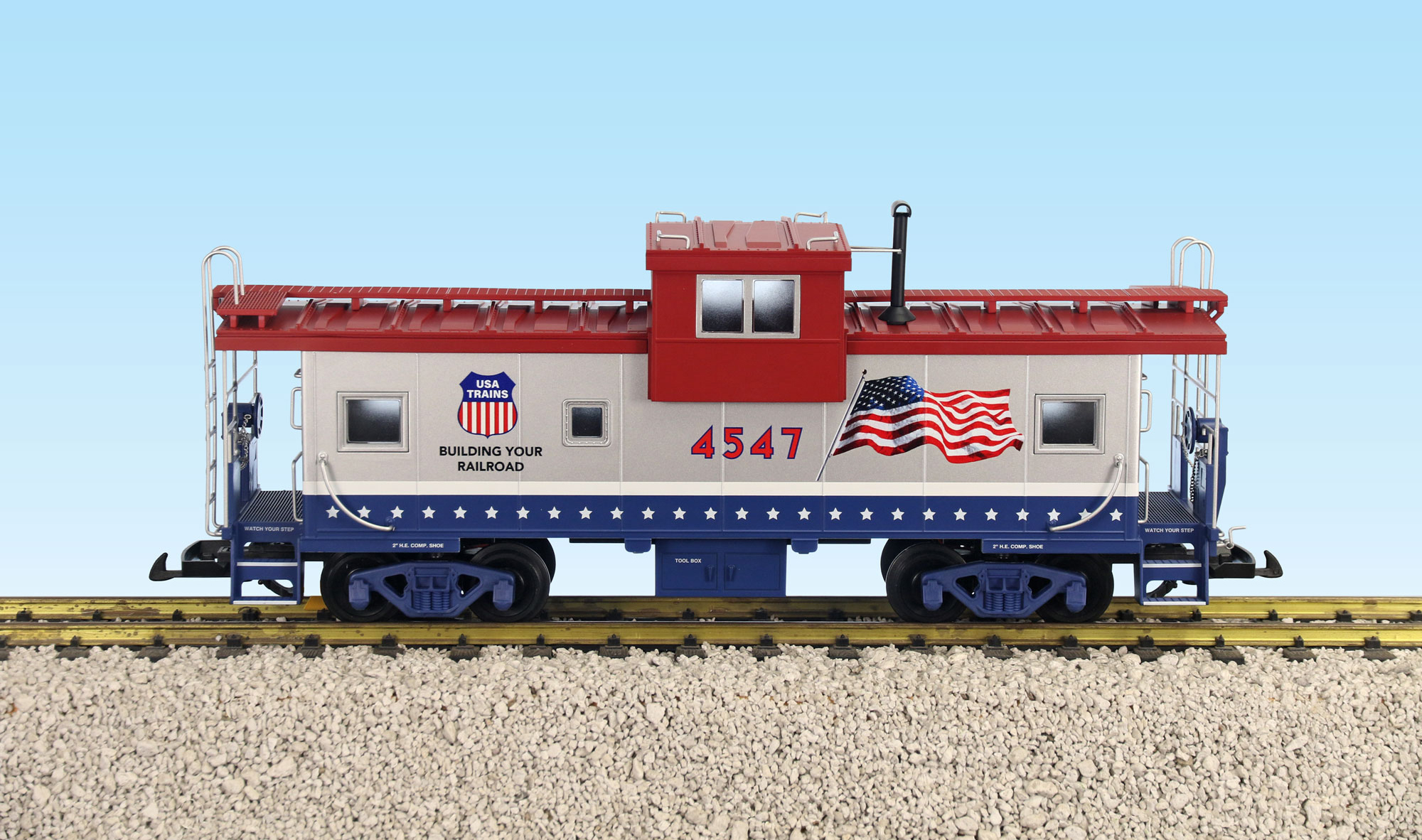 PATRIOTIC (FLAG) EXTENDED VISION CABOOSE SILVER/WHITE/BLUE