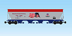 PATRIOTIC 4-BAY CENTER FLOW COVERED HOPPER SILVER/BLUE/RED