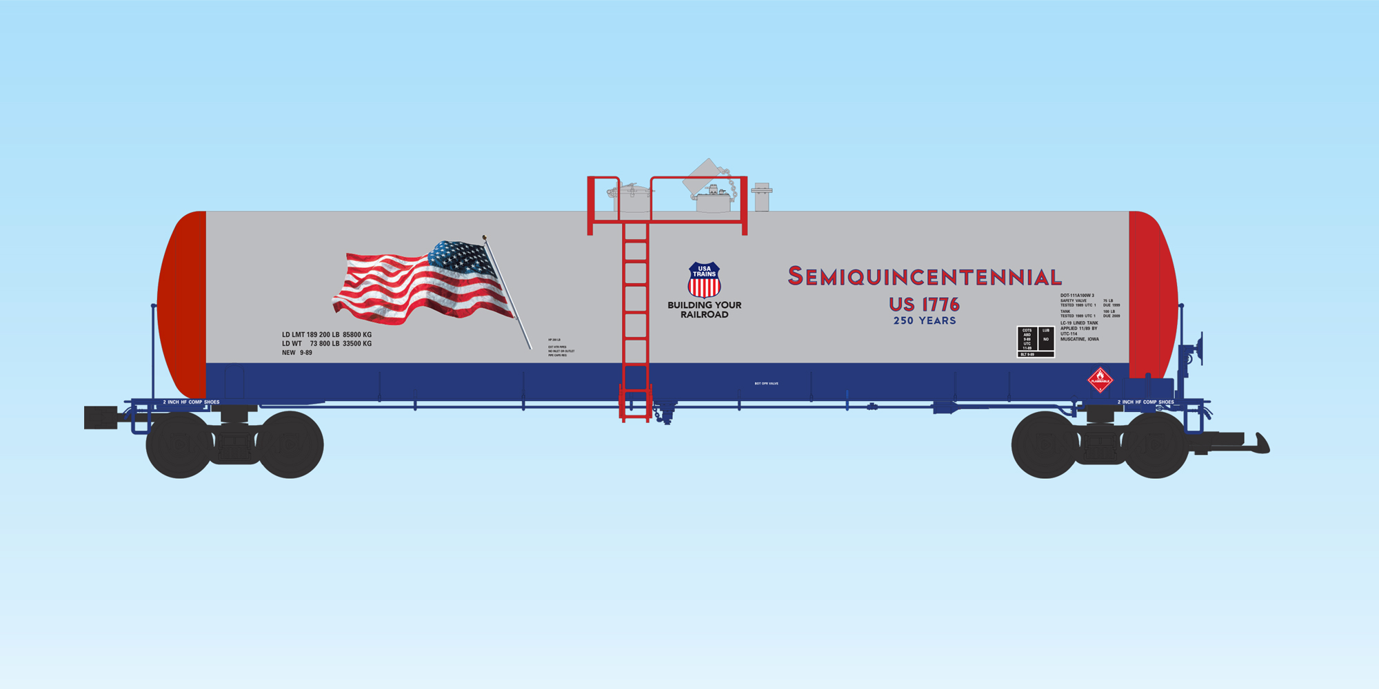 PATRIOTIC 55' MODERN TANK CAR SILVER/BLUE/RED