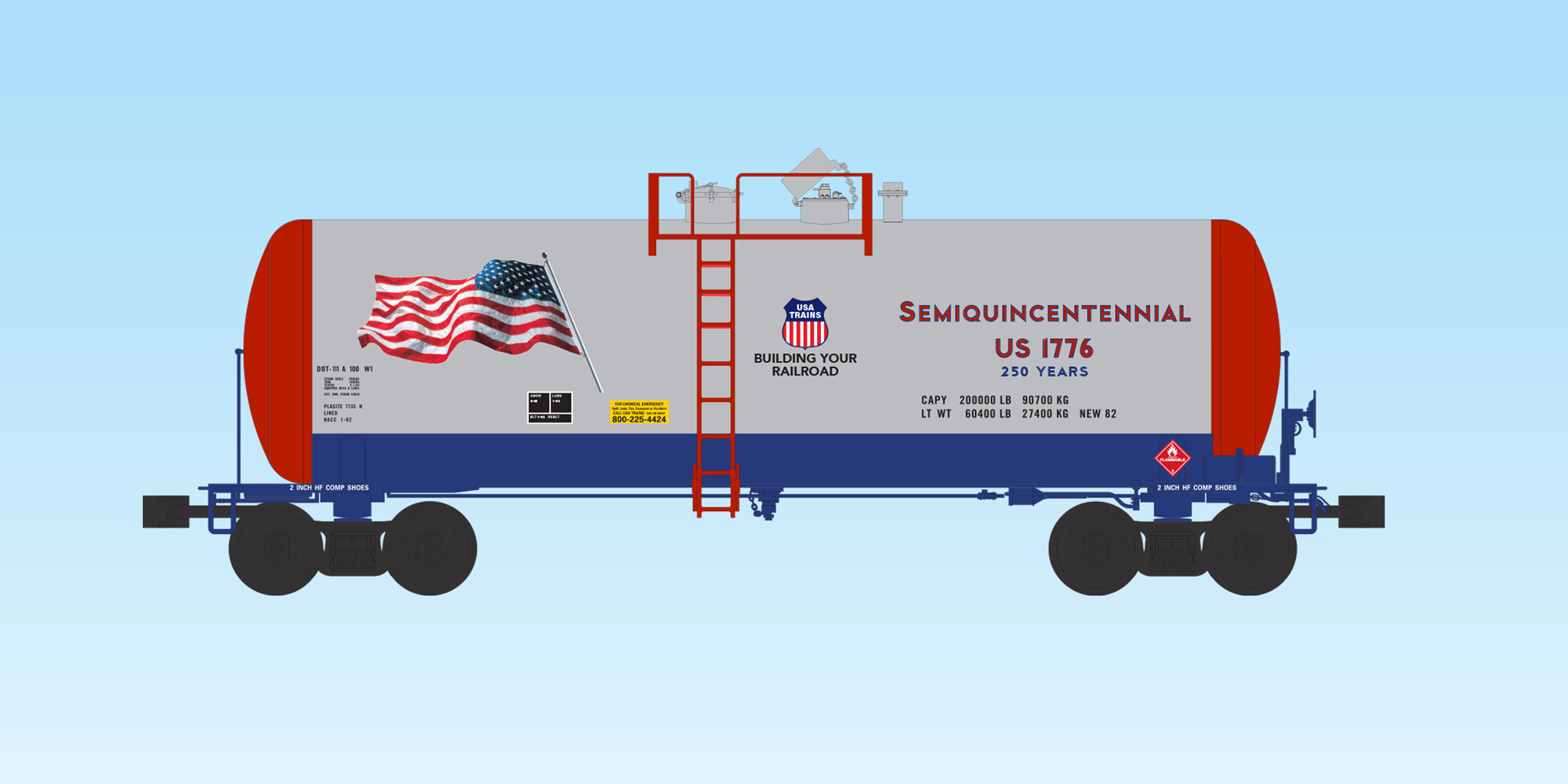 PATRIOTIC (FLAG) 42' TANK CAR SILVER/RED/BLUE