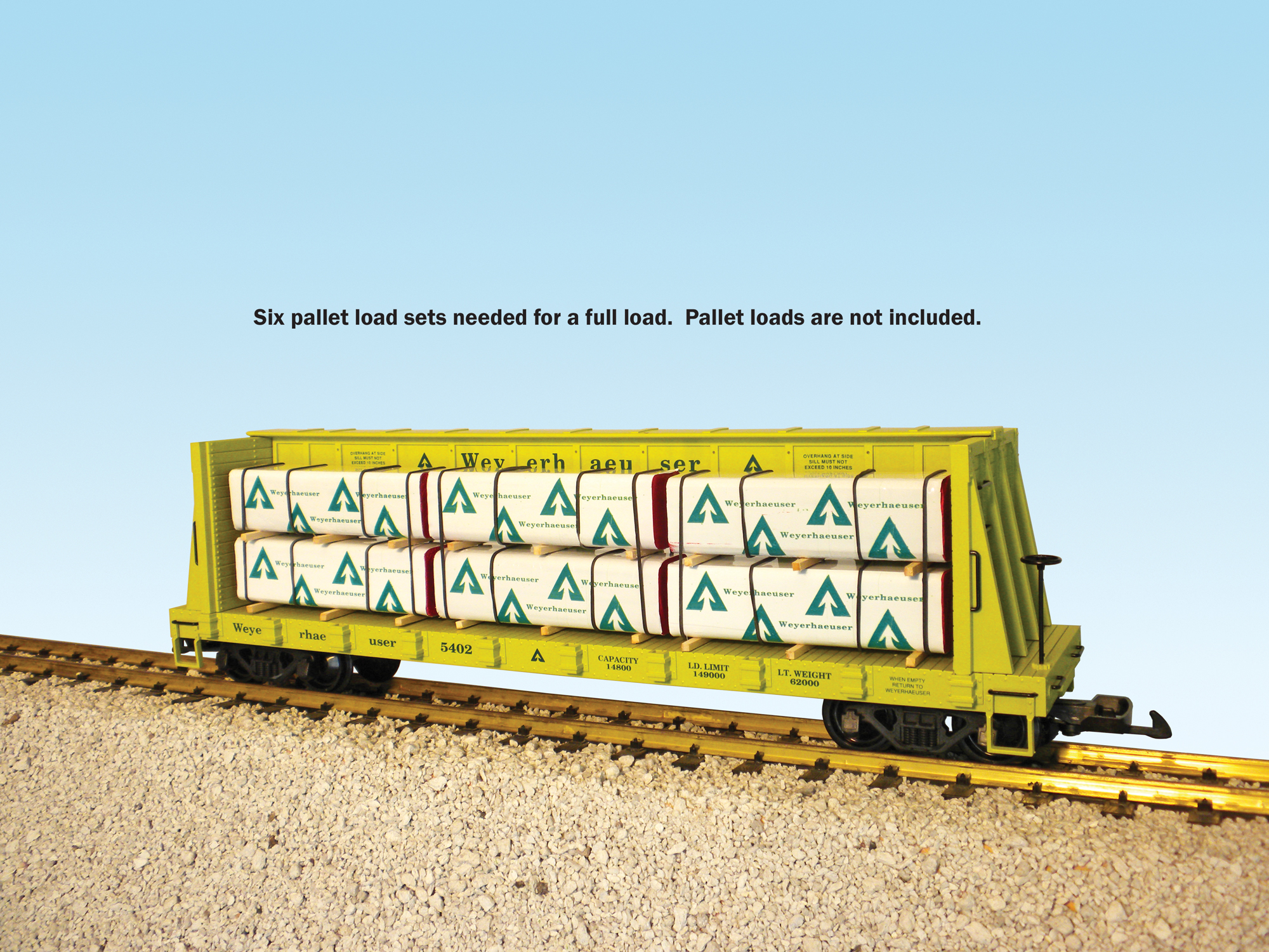 WEYERHAEUSER CENTER I-BEAM FLAT CAR GREEN #5410