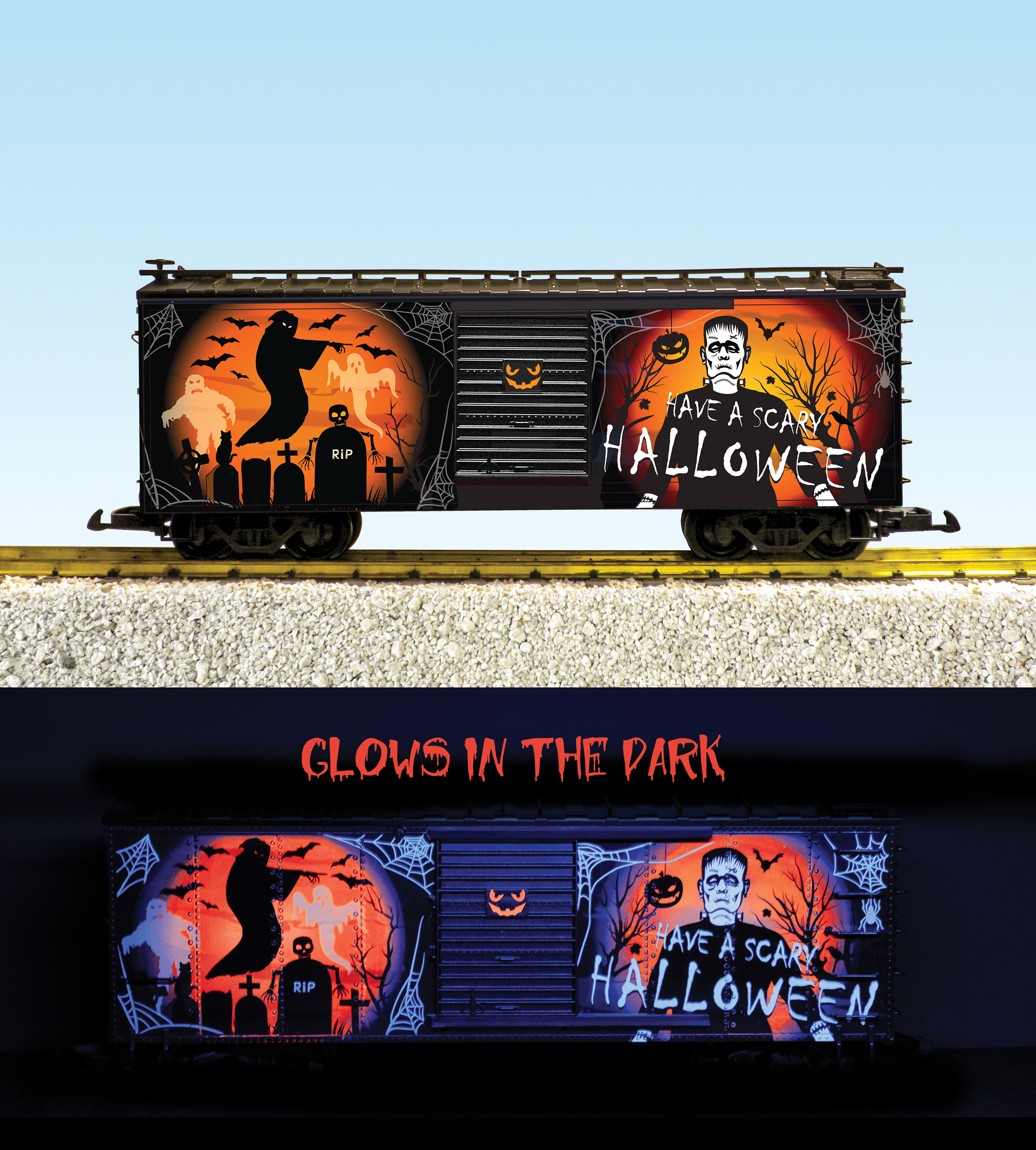 SCARY HALLOWEEN BOX CAR GLOW-IN-DARK