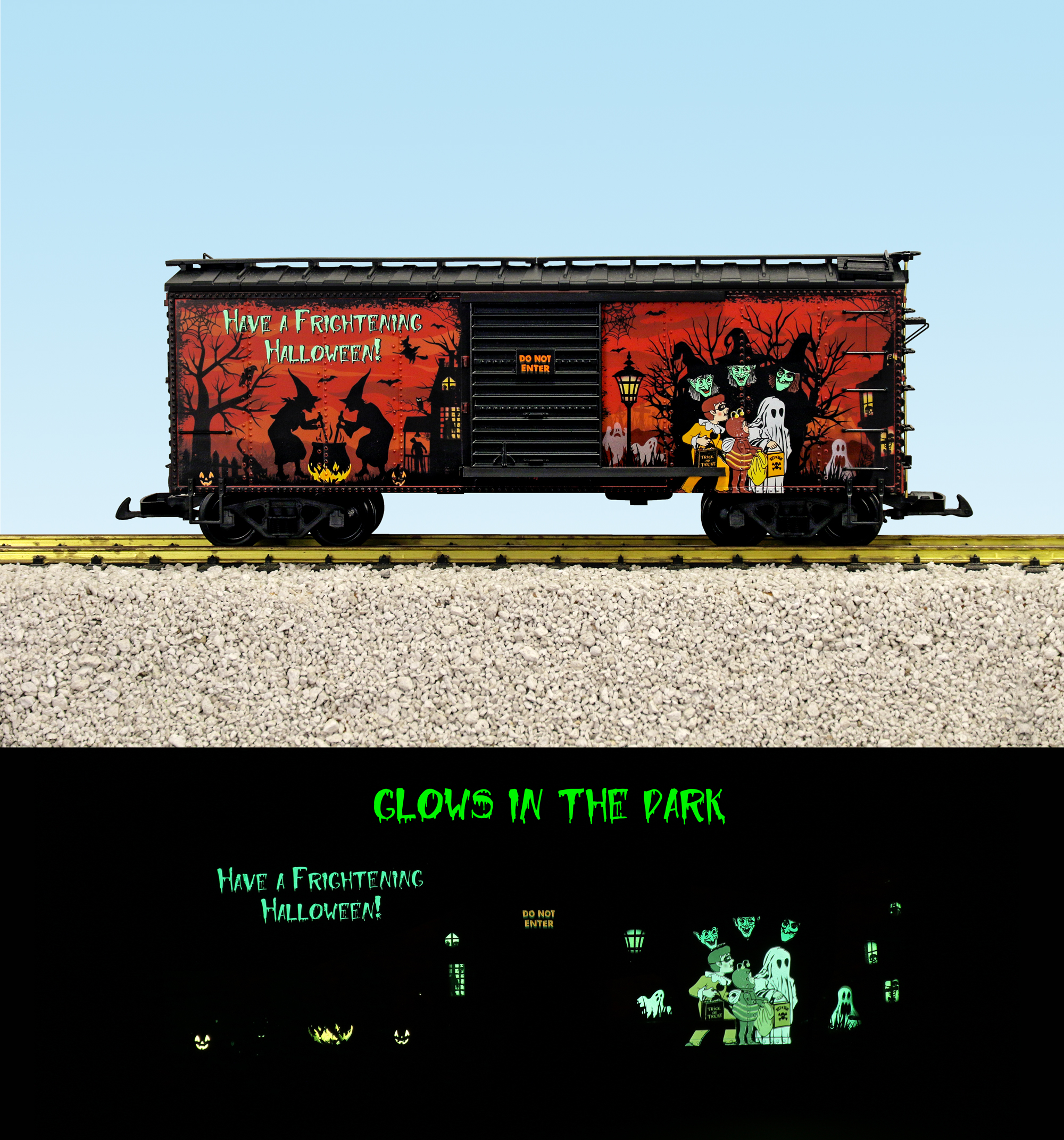 FRIGHTENING HALLOWEEN GLOW-IN-THE-DARK BOXCAR