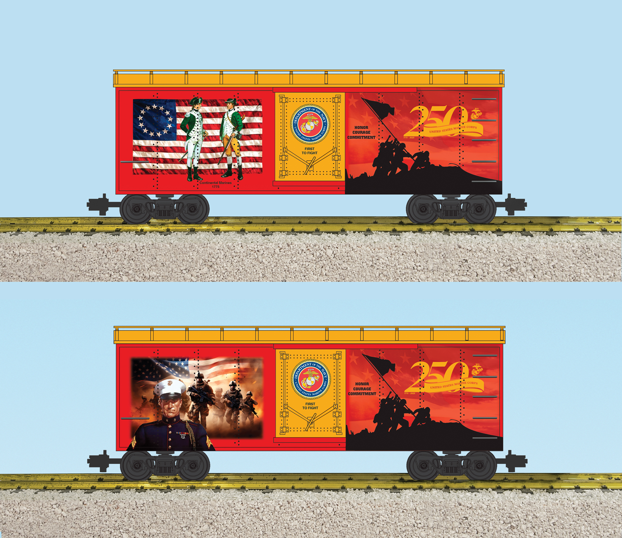 US USMC 250TH ANNIVERSARY BOXCAR (2 SIDED)