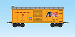 UNION PACIFIC (FLAG) STEEL BOXCAR #2026 YELLOW/SILVER