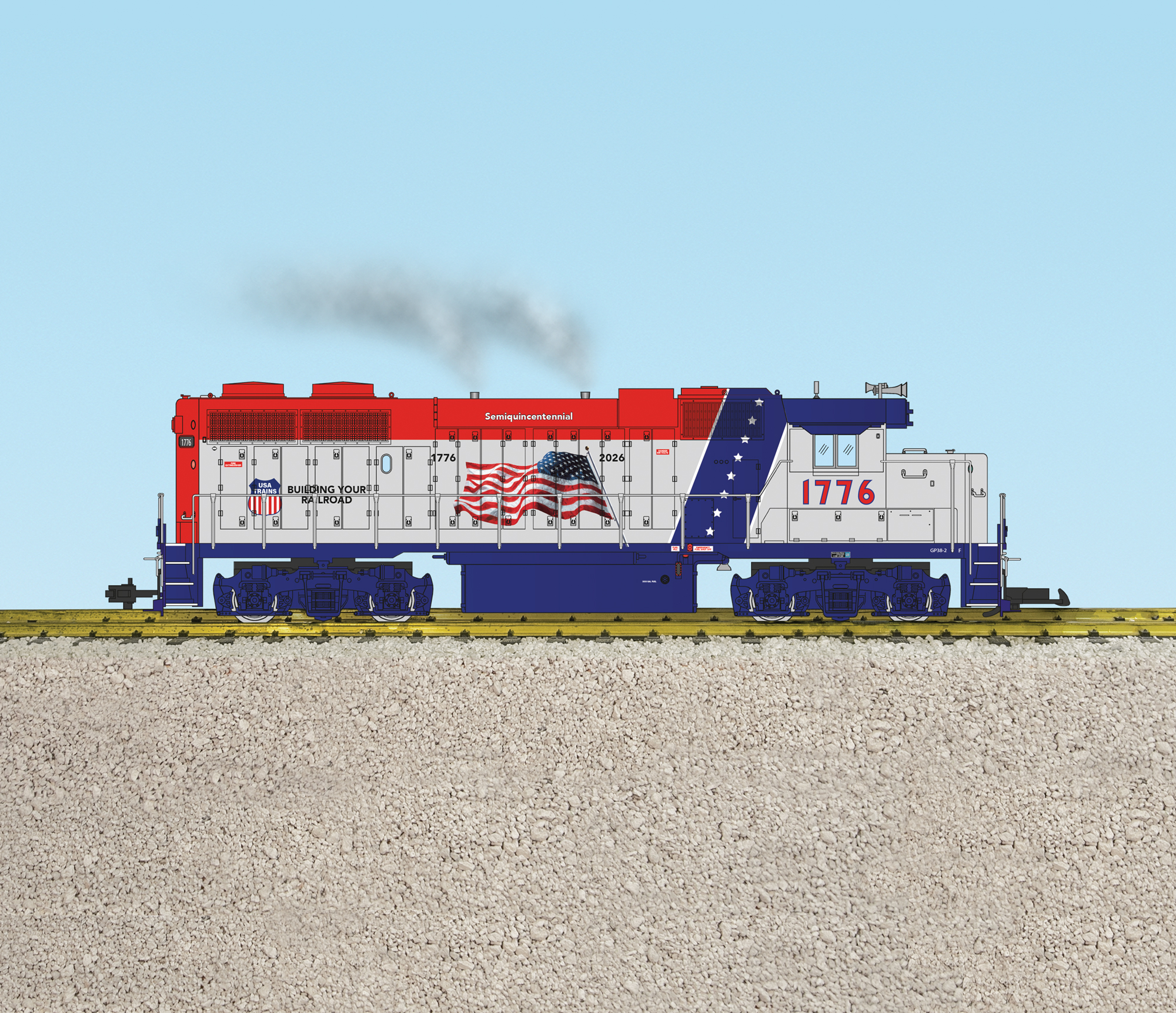 PATRIOTIC (FLAG) GP38 RED/BLUE/SILVER