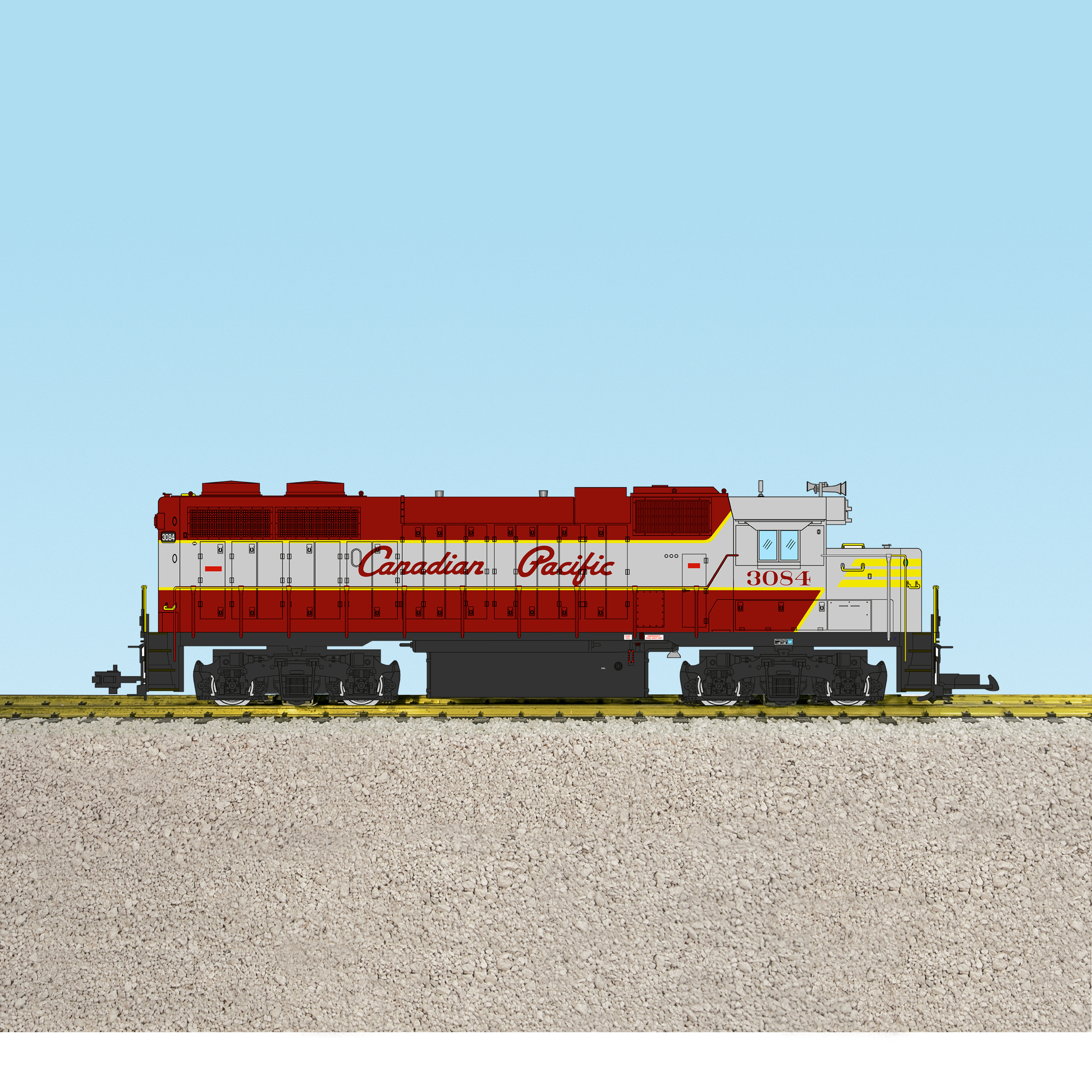 CANADIAN PACIFIC GP38 MAROON/GRAY/YELLOW #3084