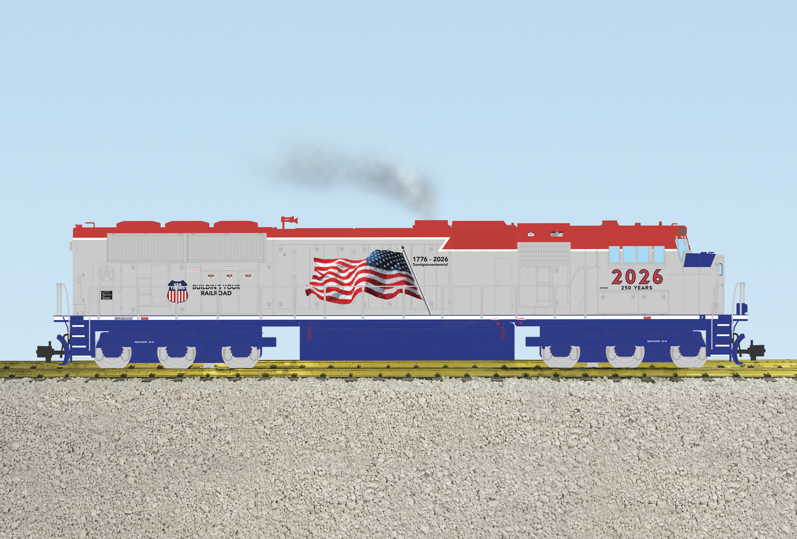 PATRIOTIC SD70 MAC RED/SILVER/BLUE/WHITE